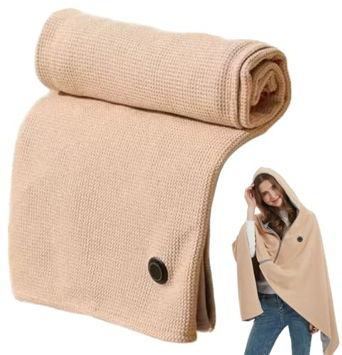 Cordless Heating Blanket, Wearable Portable Hoodie USB Heated Blanket, Electric Heat Wrap with 3 Heating Levels & Zipper, Home Decor