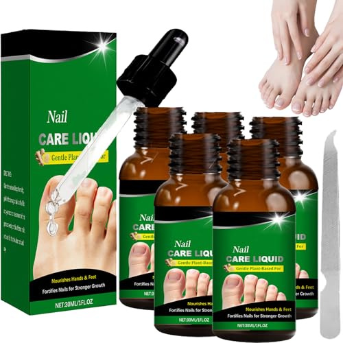 Ingwer Nagelpflege Essenz Serum mit Teebaumöl, Nagelhautöl für Hand und Fuß, Nagelstärker für brüchige Nägel, Schnell einziehendes Nagelpflege-Serum mit Feile 30ml Reisegröße (5pcs)