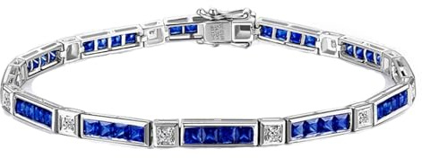 Calefee Armband Frauen Gold 585 Weißgold, Armband Damen mit Labor Saphir 4.2ct und Moissanite, Armbänder 20 cm Lang