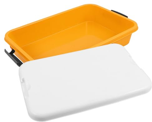 GARVALON Portable Montessori Sand Tray with Lid, Handheld Yellow Sandbox Storage Box for ’ Outdoor Play and Organization, Small Desktop Sand Tray for Craft and Sensory Use