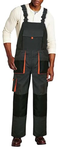 Salopette en jean pour homme catégorie Vêtements de travail avec bretelles ajustables et poches outils pratiques tenue décontractée confort pour usage quotidien et loisirs coupe (Grey, XXXXXXL)