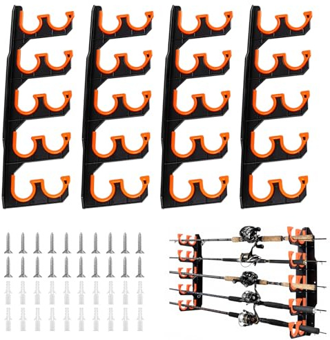2 Stück Angelrutenhalter Wand mit Silikon-Schutzpolster für 20 Angelrute | Angelruten Wandhalterung für Garage, Breite Rutenhalter, Fishing Rod Rack, Wand Oder Deckenmontage, Angelständer Angelhalter