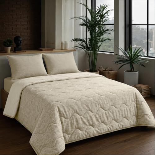 Zelesta Special Cooling Blend Sommerbettdecke ohne Bezug 160x220 cm - Kühlende 2-in-1 Sommerdecke gegen Nachtschweiß, atmungsaktiv & Ultraleicht, waschbar, für Allergiker geeignet (Elfenbein-Sand)