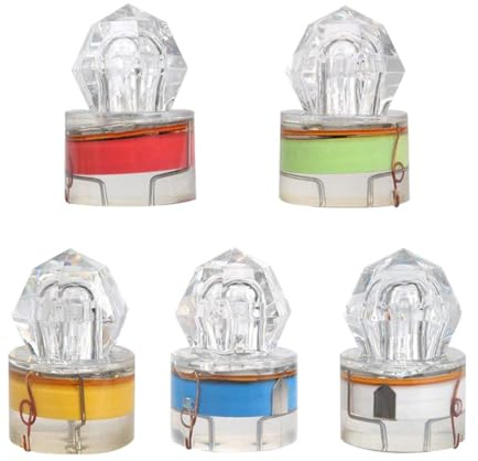 Housoutil Luz de Pesca LED Subacuática 5 Piezas de Plástico para Peces | Atrae Cebos y Peces, Resistente al Agua Presión, Uso en Estanque y Pesca Nocturna