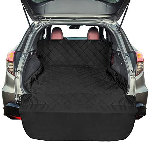 F-color SUV Cargo Liner for Dogs, Heavy Duty Water Resistant Pet Cargo Cover Dog Seat Cover Mat for Mid-Size SUVs Sedans Vans with Bumper Flap Protector, Non-Slip, Standard Size Universal Fit, Black