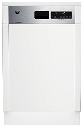 Beko DSS28021X Teilintegrierter Geschirrspüler 45 cm, 10 Maßgedecke, Energieeffizienzklasse E, 8 Programme, Quick&Shine, HygieneIntense, Watersafe+, Edelstahlblende