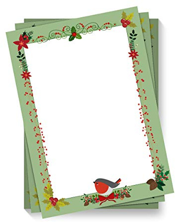 10 x Briefpapier Motivpapier DIN A4 Beidseitig vollflächig Weihnachten - Rotkehlchen
