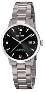 Festina Damen Armbanduhr Titan Grau - Quarzwerk - Damenuhr - Hochwertiges Mineralglas - Wasserdicht 5 ATM - Datum F20436/3
