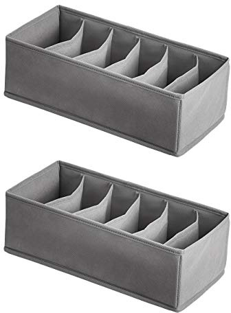 Amazon Basics Organizer für BHs und Unterwäsche, für Kommoden, Doppelpack, Grau, 2 Stück