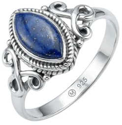 mantraroma Silberring Damen 925 Sterling Silber – ellipsenförmiger Edelstein Ring, Vintage Statement Ring Schmuck, elegantes Geschenk für Frauen