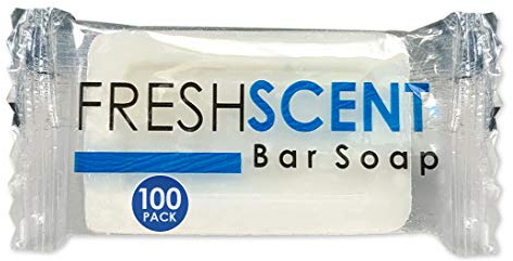 Freshscent 0.5 oz Bar Soap [100 Pack] Hotel Travel Size, Individually Wrapped, Vegetable Based, Bulk Amenities and Toiletries for Hospitality