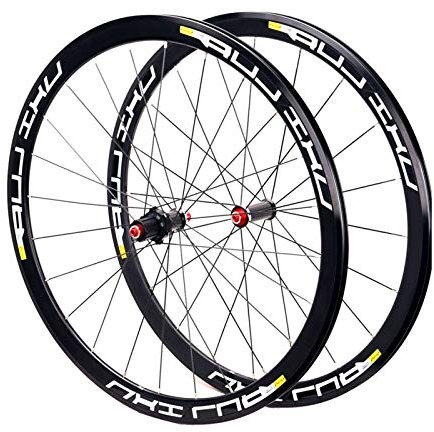 MZPWJD Rennrad Laufradsatz 700c Rennen Fahrrad Alu-Doppelwandfelge 40mm 8-11 Geschwindigkeit 7 Gleitlager Kohlefaser Kassettennabe Schnelle Veröffentlichung Scheibenbremse 1865g