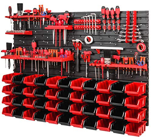 Lagersystem 780x1152mm Stapelboxen Wandregal 20 Halterungen Sichtlagerkästen Schüttenregal 44 Boxen 5 Fächer