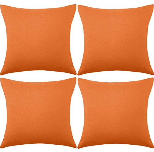 BOAO Lot de 4 Housses de Coussin carrées décoratives et imperméables avec revêtement en polyuréthane pour extérieur, terrasse, Balcon, Jardin, terrasse, canapé, Tente, 45,7 x 45,7 cm (Orange)