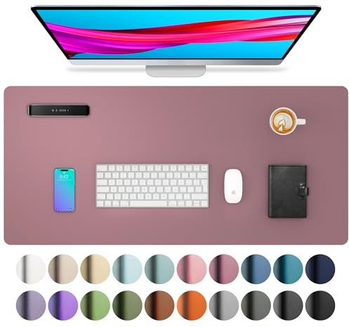 Aothia Leather Desk Mat, Large Mouse Mat, 80 x 40 cm, Dark Pink | Non-Slip Desk Pad, Keyboard Mat, Waterproof Table Protector Desk Accessories for Office & Home