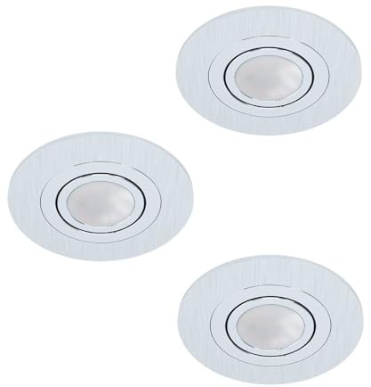 EGLO 3er-Set Einbaustrahler Areitio, Spots Set aus gebürstetem Aluminium