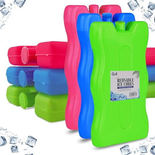 G4GADGET 6 Pack 16cm Slim Freezer Blocks – Compact Ice Packs for Lunch Bags, Small Coolers & Everyday Use – Lightweight, Reusable & Leakproof
