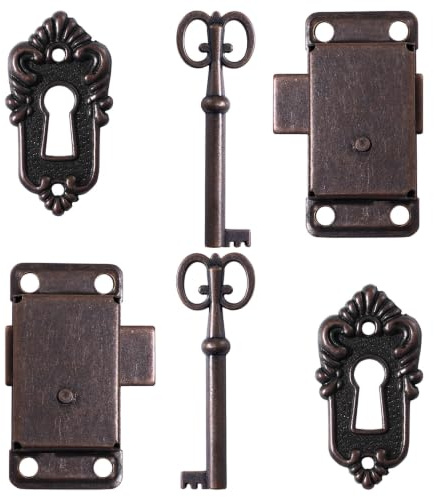 YARNOW Set Kits Kits 2 Sets Cabinet Door Lock with Keys Vintage Cupboard Drawer Surface Lock Hardware for Furniture Jewelry Box Vintage Jewelry Box Jewerly Jewelry