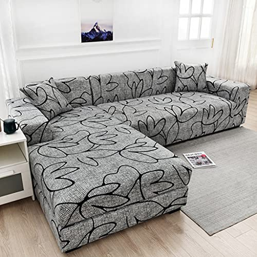 uyeoco Wasserdicht Sofabezug L U Form Sofa überwurf Ecksofa Couchbezug 1/2/3/4 Sitzer Stretch Sofabezüge Sofahusse Beige/Grau/Braun/Hellgrau Couch Bezug (Color : R, Size : 235-300cm)