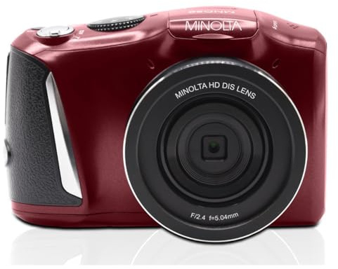 Minolta 48MP Digital Camera – 4K Ultra HD Video, 16X Digital Zoom, 3.0” LCD Screen, Anti-Shake, Time Lapse, Face Detection, Color Filters, Scene Modes, 32GB Card (Purple)