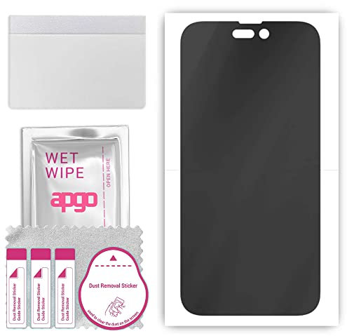 apgo Hydrogel Blickschutzfolie, Matt, kompatibel mit Apple iPhone 14 Pro, Privacy Displayschutzfolie, Schutzfolie mit Positionierhilfe, Anti-Spy, kratzfest, einfache Montage