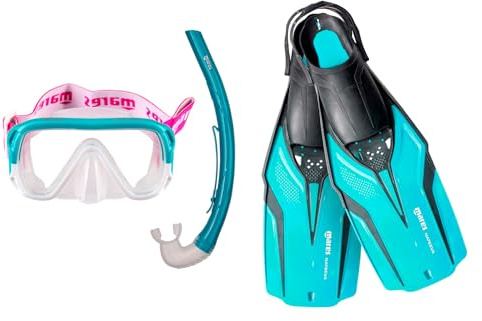Mares Aquazone Set Nateeva Keewee Jr - Set bestehend aus Maske, Mundstück und Schnorchelflossen für Kinder und Jungen - Aqua, XS