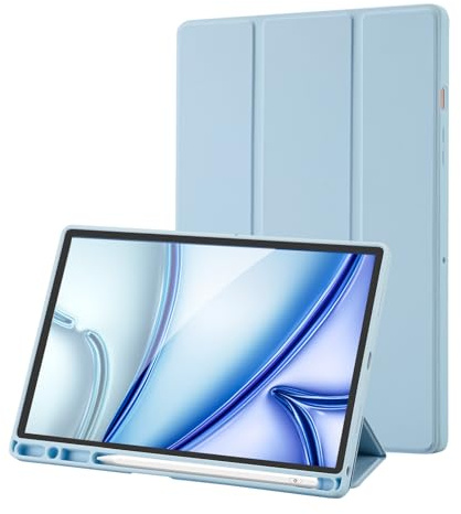 Hülle Kompatibel mit Samsung Galaxy Tab A8 10.5 Zoll 2022/2021, Model SM-X200/SM-X205/SM-X207, Hülle mit Stifthalter, Trifold Ständer Schutzhülle, Auto Schlafen/Wachen for Samsung Tab A8, Hellblau
