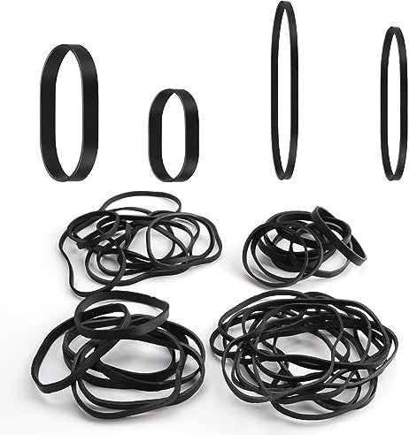 punwey 62 pezzi Elastici Gomma, 4 dimensioni di Larghezza Elastici Cancelleria Nero Elastici ufficio Riutilizzabile Elastici Neri Gomma per lorganizzazione di file in casa o in ufficio