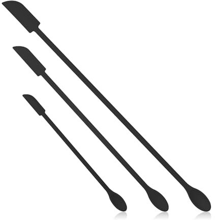 Rumyve Rumyve3pcs Mini Silicon Spatula Sets Versatile,Kitchenette Spatula Detergent Mixer,Mini Silicon Spoon Reusable Jam Jars,Cosmetics Bottles, Narrow Jars and Thin Bottles(Black)