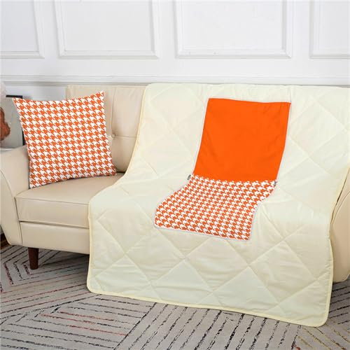 Hixingo Reisedecke und Kissen 2 in 1, Reisedecke mit Kissen Set Multifunktionale Reise Decke und Kissen 2 in 1 Weichem Flugzeug Verwandlungskissen für Urlaub, Camping (40 * 40cm,Orange 4)