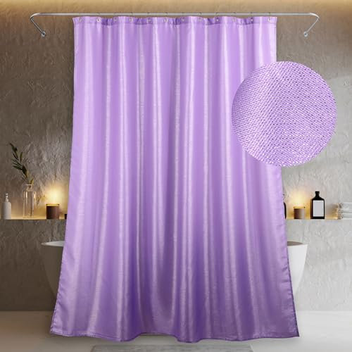 Purple Glitter Shower Curtain: Lavender Sparkle Bling Shiny Metallic Shimmer for Bathroom - Anti Mould Water Repellent Washable Polyester - 183 x 183cm Drop