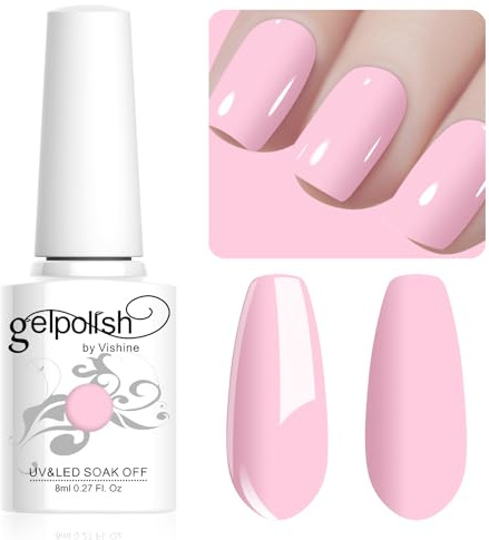 Vishine Gel Nail Polish, 1Pcs 8ml Pink Gel Polish Soak Off UV LED Gel Nail Art DIY Gel Nail Manicure for Girls Women #049