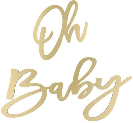 Oh Baby Banner aus Holz mit goldenen Buchstaben als Hintergrund für Babyparty Dekoration für Jungen und Mädchen Schild