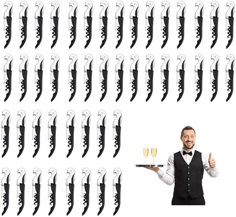 Sommelier Professionale 3 in 1 Apribottiglie Vino + Cavatappi + Lama Corta Capsule, Cavatappi a Leva Acciaio Inox (12, Nero)