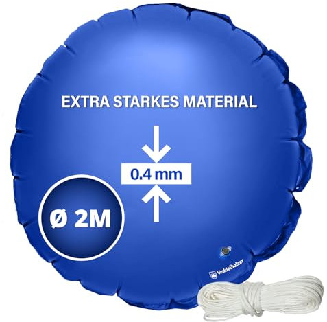 Veddelholzer Coussin de piscine rond XXL Ø 2 m avec corde de fixation de 6 m et kit de réparation Coussin d'air pour couverture de piscine Accessoire parfait pour la couverture de toit en hiver et par