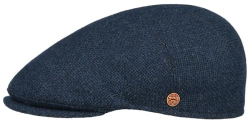 Mayser Sidney Hunter Flatcap Schirmmütze Schiebermütze Herren - Made in The EU mit Schirm, Futter, Futter Winter Herbst-Winter - 60 cm dunkelblau