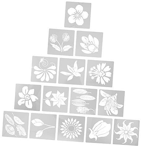 SEWACC 18stücke Wiederverwendbare Blumen Schablone Hohl Kunst Farbe Handwerk Diy Zeichnung Vorlagen Für Malvorlage Bastelvorlage