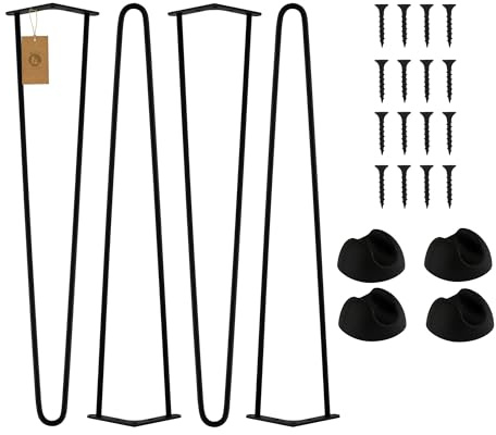 MORIA DESIGN 4er Set Hairpin Legs 71 cm Schwarz - Metall Tischbeine höhenverstellbar für Esstisch, Schreibtisch und DIY Möbel