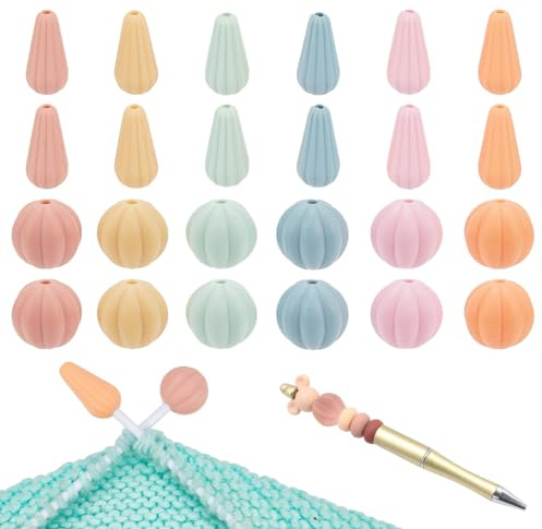 NBEADS 24 Stk. 2 Stile Kürbis Stricknadel Stopper, Silikon-Stricknadel-Spitzenschutz Teardrop Nadelspitze Stopper für Stitch Stopper Supplies DIY Crafts
