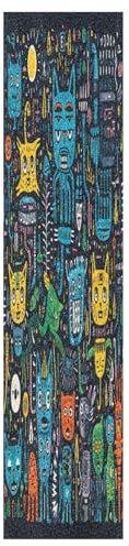 KAAVIYO Buntes Löwentier-Wiederholungsmuster Skateboard Griptape Rutschfest Selbstklebend Longboard Griptapes Aufkleber Griffband 9x33in,44x10in(1pcs)