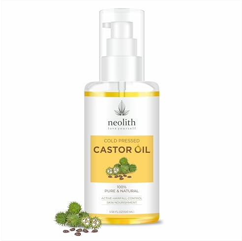 Neolith 100% Organic, Virgin Grade Cold Pressed Castor Oil, Non GMO, Hexan free- For Hair care, Skin care for Dry skin, Eyelashes, Eyebrows, Beard oil, Massage oil 100 ml| Glass bottle