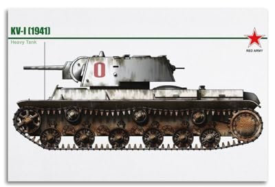 JTLFXY Poster mit sowjetischem Panzer aus dem Zweiten Weltkrieg, KV-1 (1941), Poster mit schwerem Panzer, dekoratives Gemälde, Leinwand, Wandposter und Kunstdruck, moderne