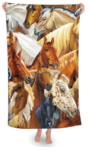 Strandtücher, Farbenfrohe, Realistische Wildpferde Strandtuch Mikrofaser Duschtücher Tragbares Strandhandtuch Für Pool Damen Sauna 80X130Cm