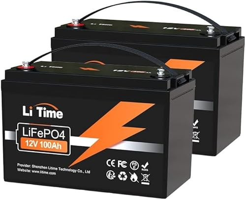 LiTime LiFePO4 Batterie 12V 100Ah (2 Pack), 1280Wh Lithium Akku 100A BMS, 15000 Zyklen Ladezyklen, Unterstützung in Serie/Parallelschaltung, Perfekter Ersatz für Blei-Säure für Solaranlage, Wohnmobile