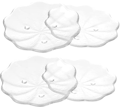 HAWILLOSCH 4piezas Posavasos De Vidrio Transparentes para Tazas Elegantes para Decoración De Mesa Resistentes Al Calor y Reutilizables Hogar Restaurantes y Salones De Té
