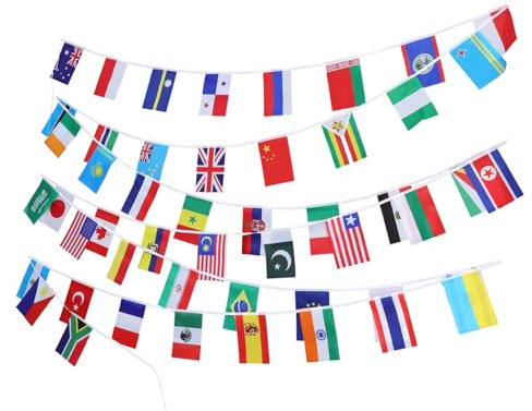 Cabilock Länderflaggen Polyester String Banner Fahnenkette International Wimpel Für Veranda Garten Fenster Partydeko Sportclubs Hinterhöfe Decken Mit Schöner Textur Und Leuchtenden