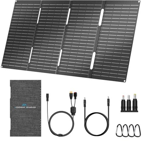 Ecosonique 60W Tragbares Solarpanel Faltbares Solarmodul schnelles Aufladen mit USB-C PD3.0 USB-A QC3.0 DC 18V Ausgang ETFE Beschichtung wasserdicht für Camping, Outdoor,Power Station