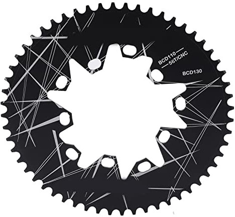ANKROYU 56T ovales Scheibenkettenblatt, rostfreies ovales Scheibenkettenrad aus Aluminiumlegierung, multifunktionales Kettenblatt mit positiven negativen Zähnen für das Radfahren