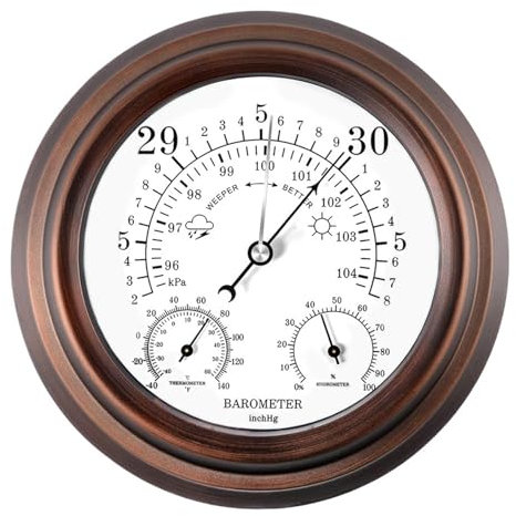 YDYAENIO Barometre Interieur Baromètre 3 en 1, thermomètre et hygromètre, Pression atmosphérique, jauge de température, Station météo extérieure, humidimètre, 20CM