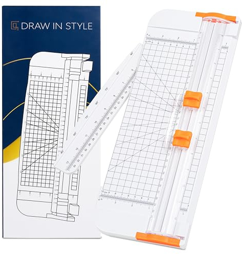 Coupe-papier à 2 lames - pour A4, A5, A6 - avec règle latérale, lames protégées et interchangeables – Pour un travail précis au bureau, à l'école, à l'université ou à la maison - Blanc